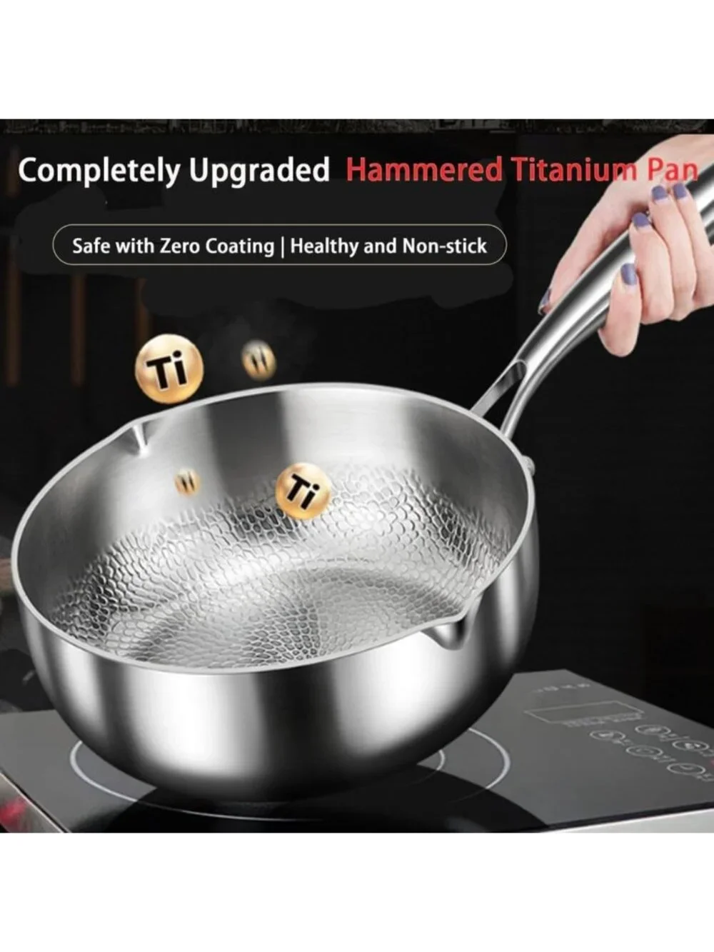 Multifunctional Titanium Hammered Non-Stick Pan, Scratch-Resistant, 7.08in